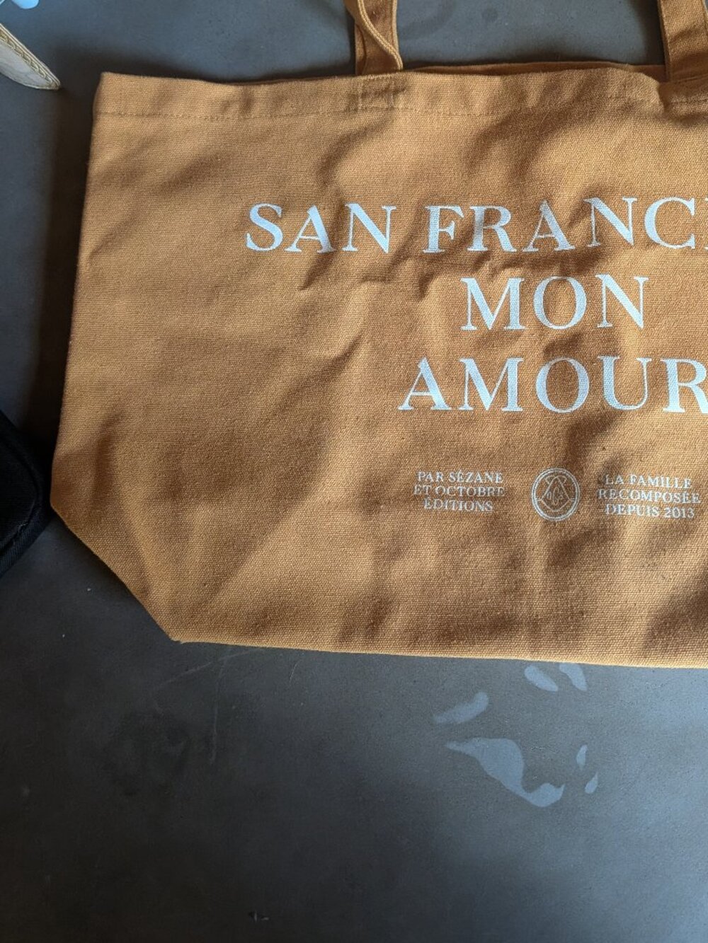 Sézane "San Francisco" Mon Amour" Cotton Tote Bag | Yellow Ochre
